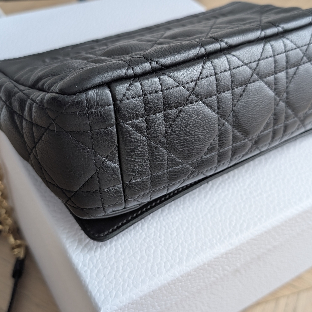 Dior Caro Small Black and Gold Quilted Chain Bag - Picture 9 of 12